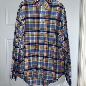 Ralph Lauren Blue and Yellow Plaid Men's Shirt